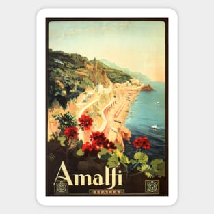 AMALFI COAST SALERNO ITALY Vintage Tourism Retro Italian Travel Sticker